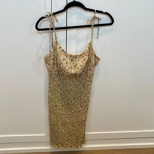 Yellow floral mini dress size small